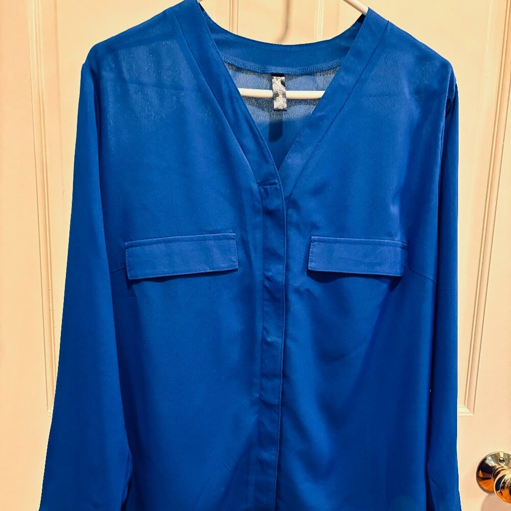 Royal Blue Laura Bettini Long Sleeve Blouse - Size XXL